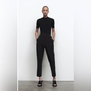 Zara straight leg pants with metallic gold bottons size L